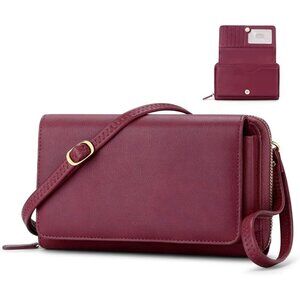 Women’s 04-wine Red Leather Imported Zipper Purses Crossbody Bag
